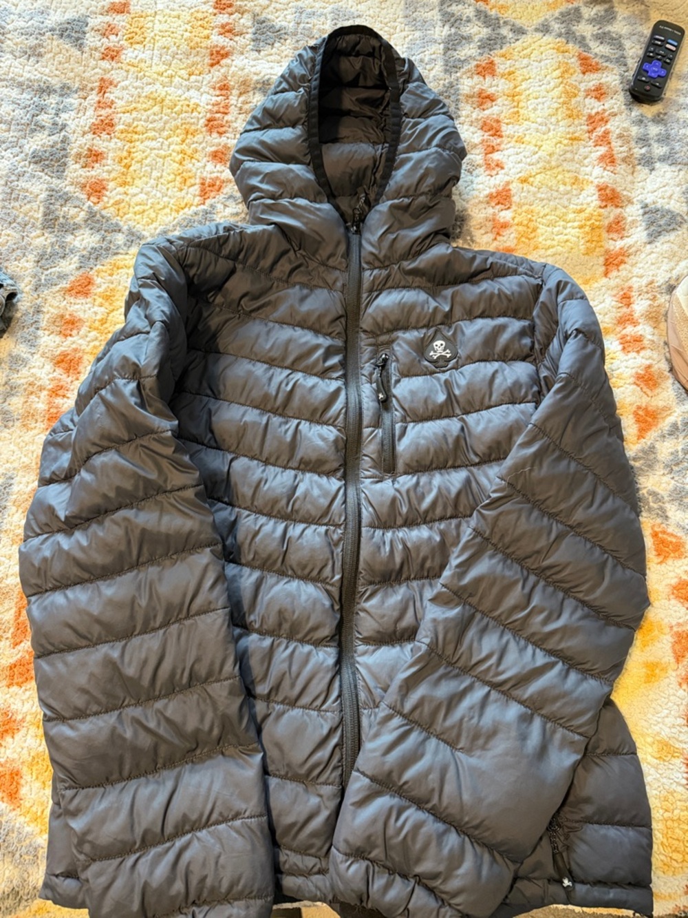 Men's Hooded Puffer Jacket - Gray